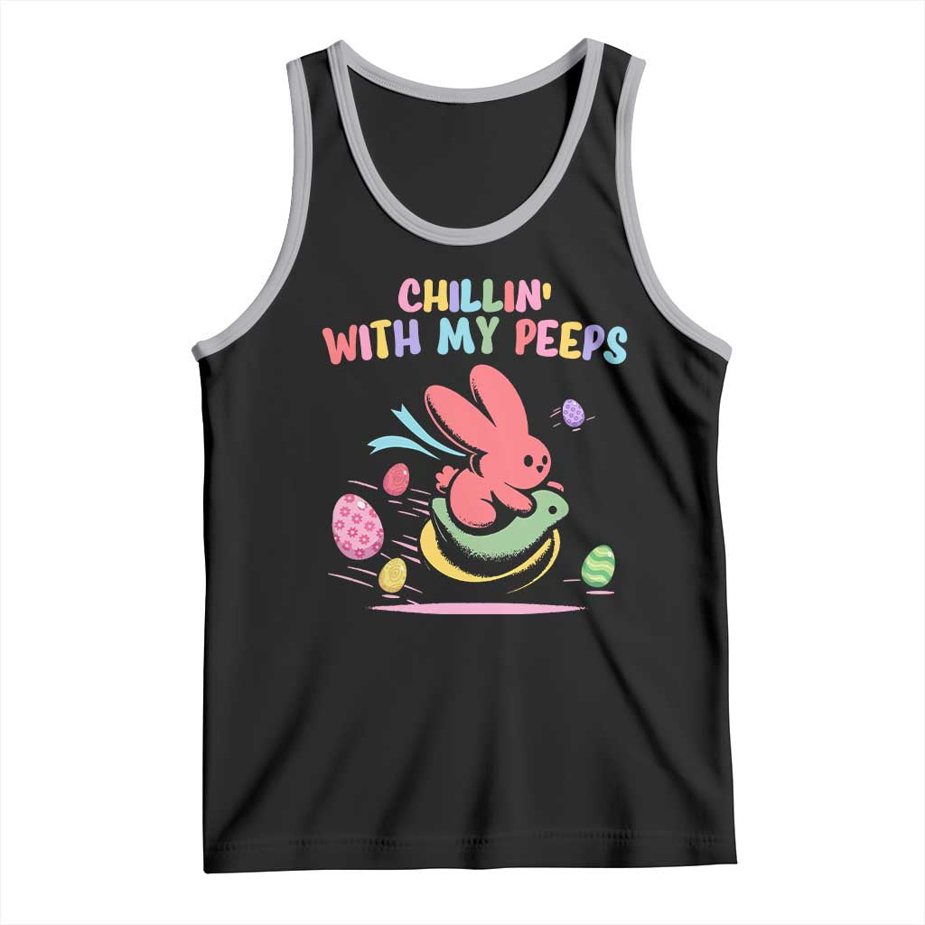 Easter Day Tank Top Chillin With My Peeps Bunnies TS10 Black Athletic Heather Print Your Wear