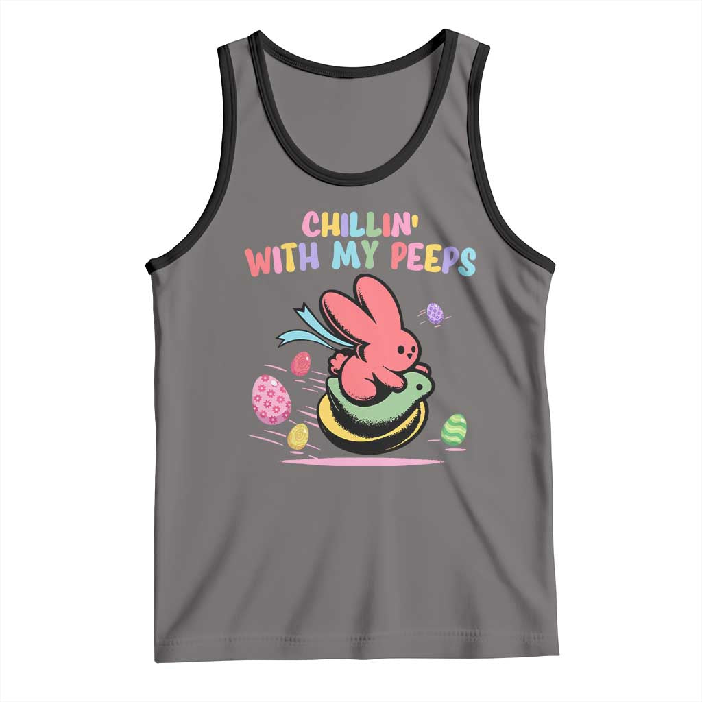 Easter Day Tank Top Chillin With My Peeps Bunnies TS10 Deep Heather Black Print Your Wear