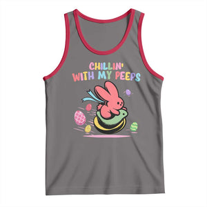 Easter Day Tank Top Chillin With My Peeps Bunnies TS10 Deep Heather Red Print Your Wear