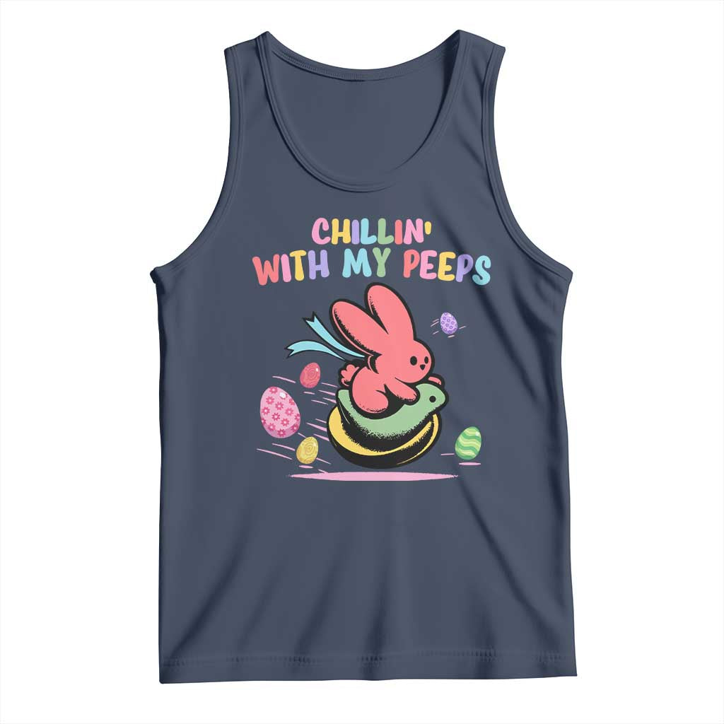 Easter Day Tank Top Chillin With My Peeps Bunnies TS10 Navy Print Your Wear