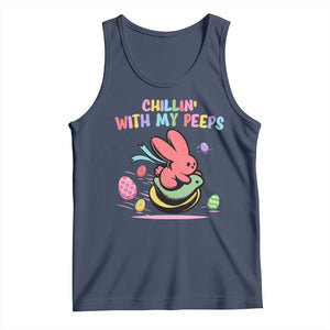 Easter Day Tank Top Chillin With My Peeps Bunnies TS10 Navy Print Your Wear