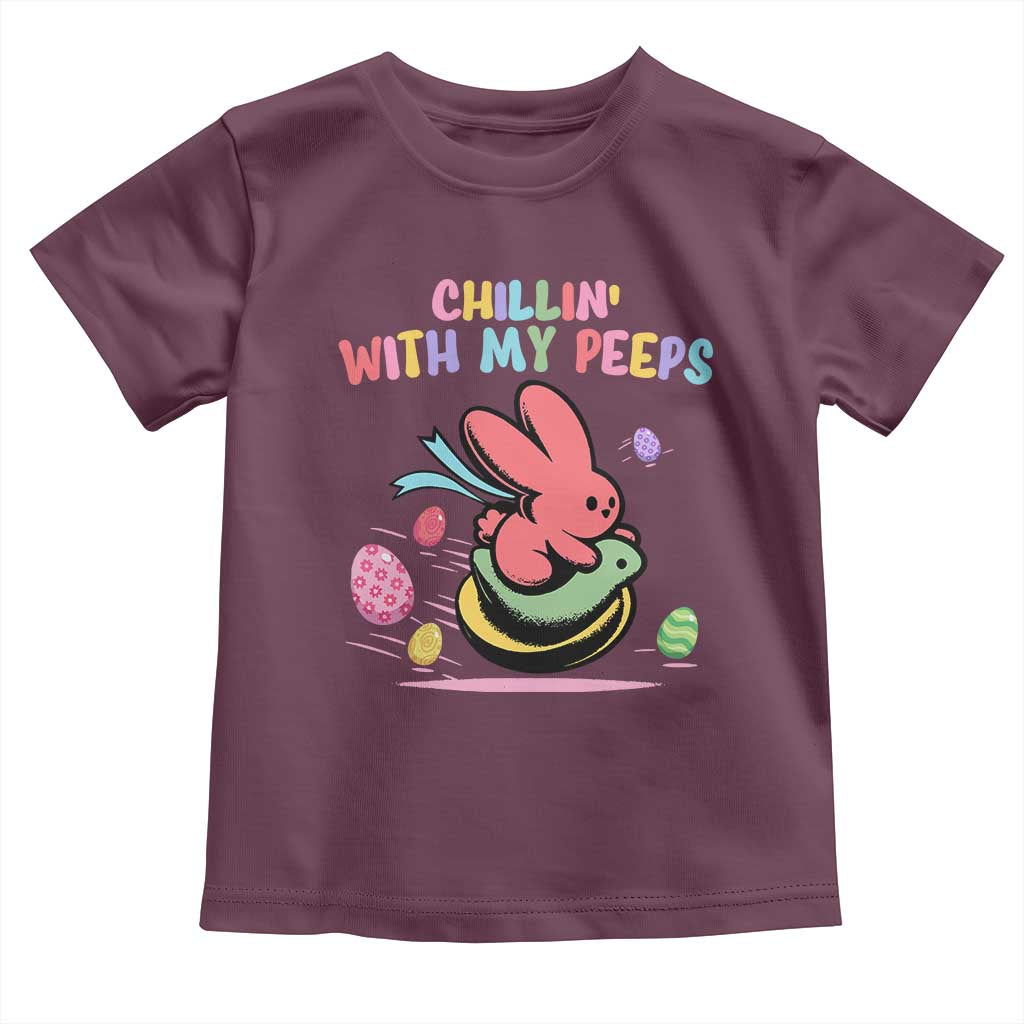 Easter Day Toddler T Shirt Chillin With My Peeps Bunnies TS10 Maroon Print Your Wear