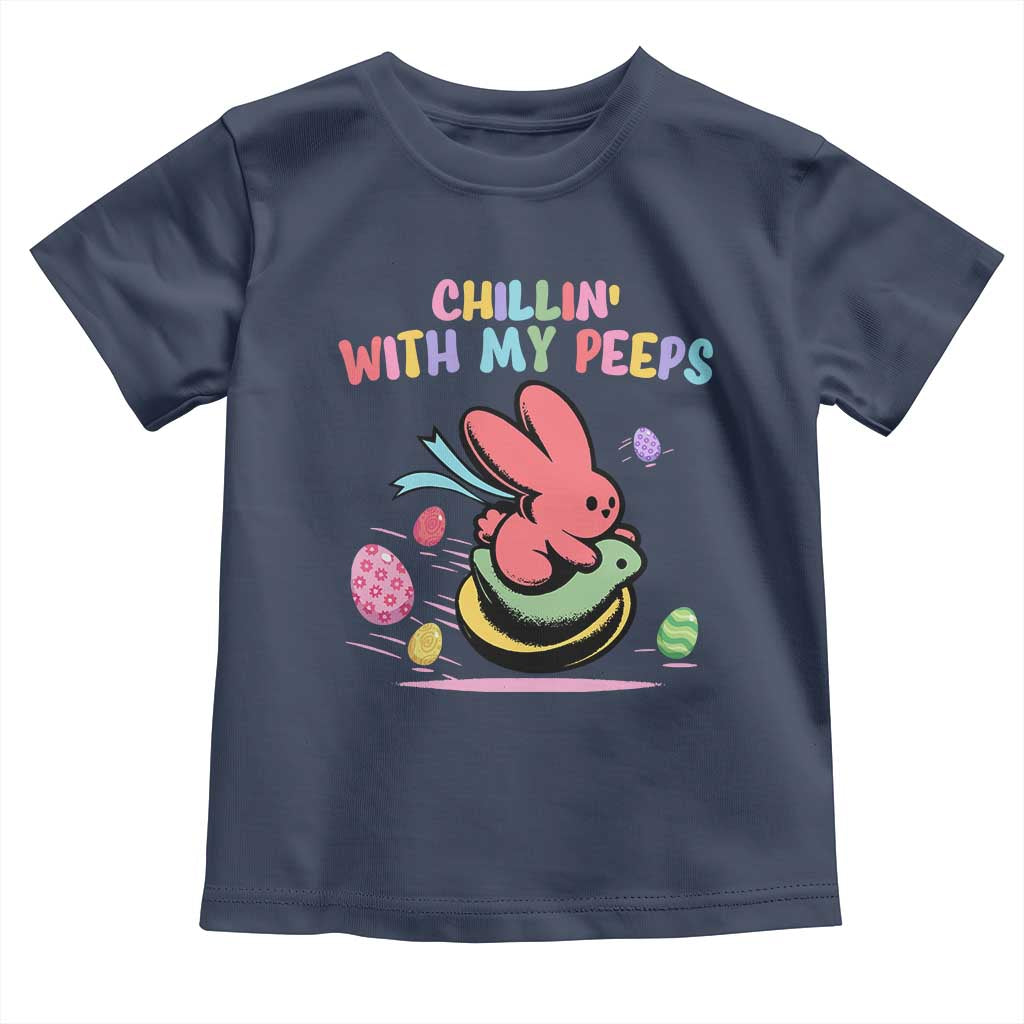 Easter Day Toddler T Shirt Chillin With My Peeps Bunnies TS10 Navy Print Your Wear