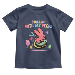 Easter Day Toddler T Shirt Chillin With My Peeps Bunnies TS10 Navy Print Your Wear