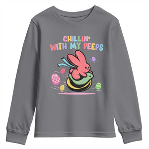 Easter Day Youth Sweatshirt Chillin With My Peeps Bunnies TS10 Charcoal Print Your Wear