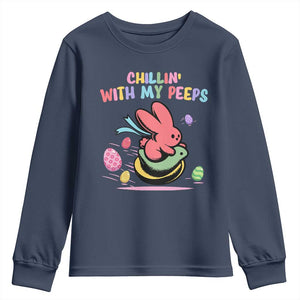 Easter Day Youth Sweatshirt Chillin With My Peeps Bunnies TS10 Navy Print Your Wear
