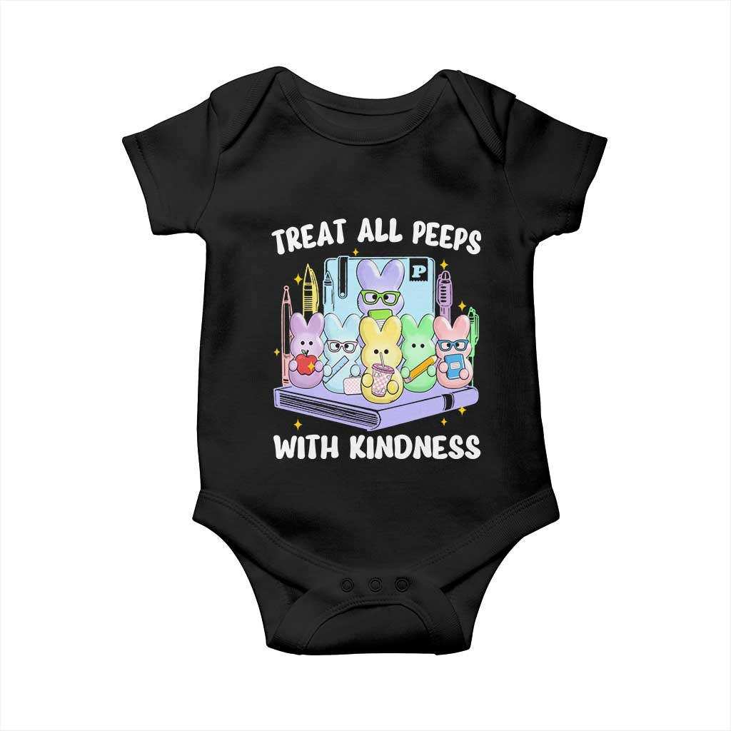 Teachers Easter Baby Onesie Treat All Peeps With Kindness TS10 Black Print Your Wear