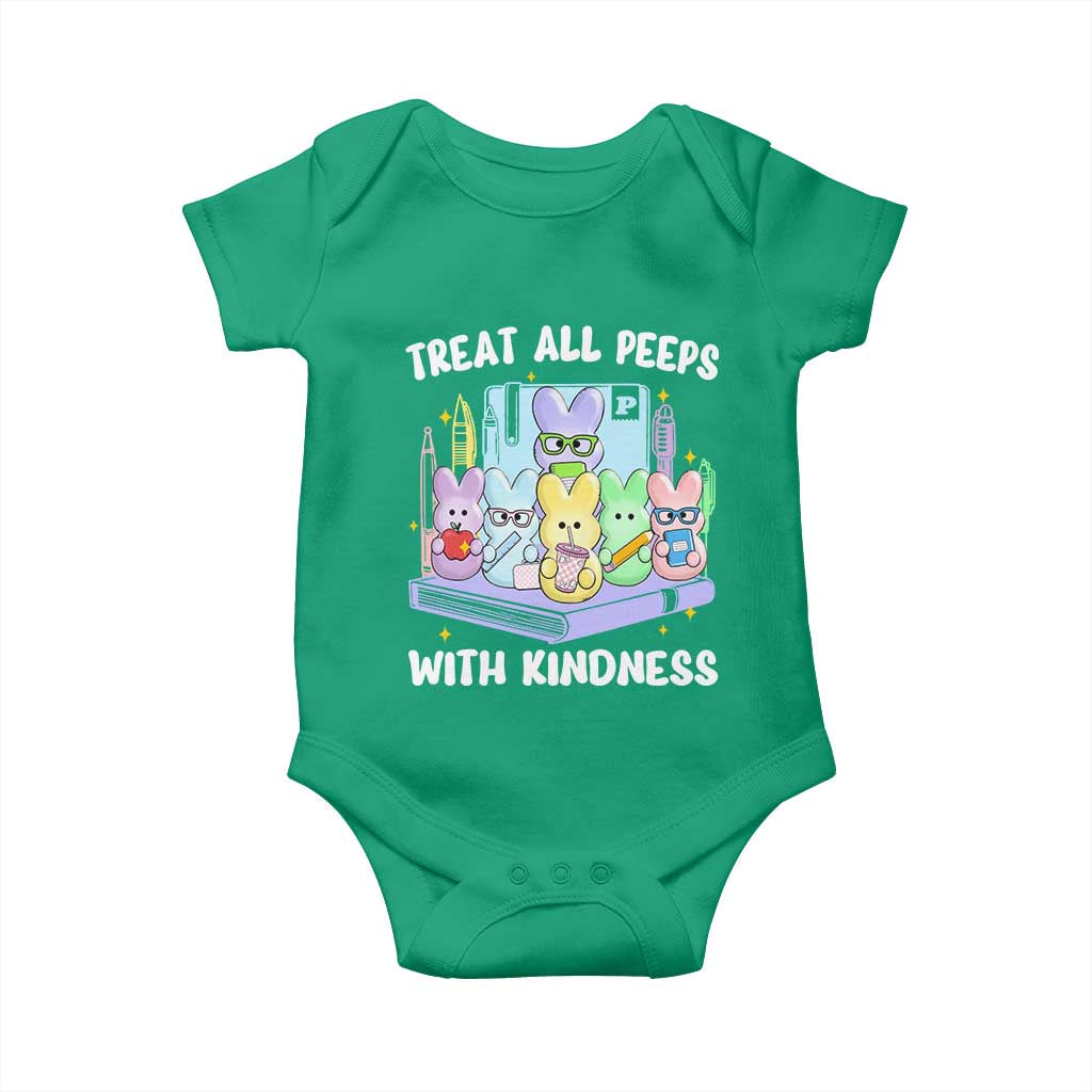 Teachers Easter Baby Onesie Treat All Peeps With Kindness TS10 Irish Green Print Your Wear