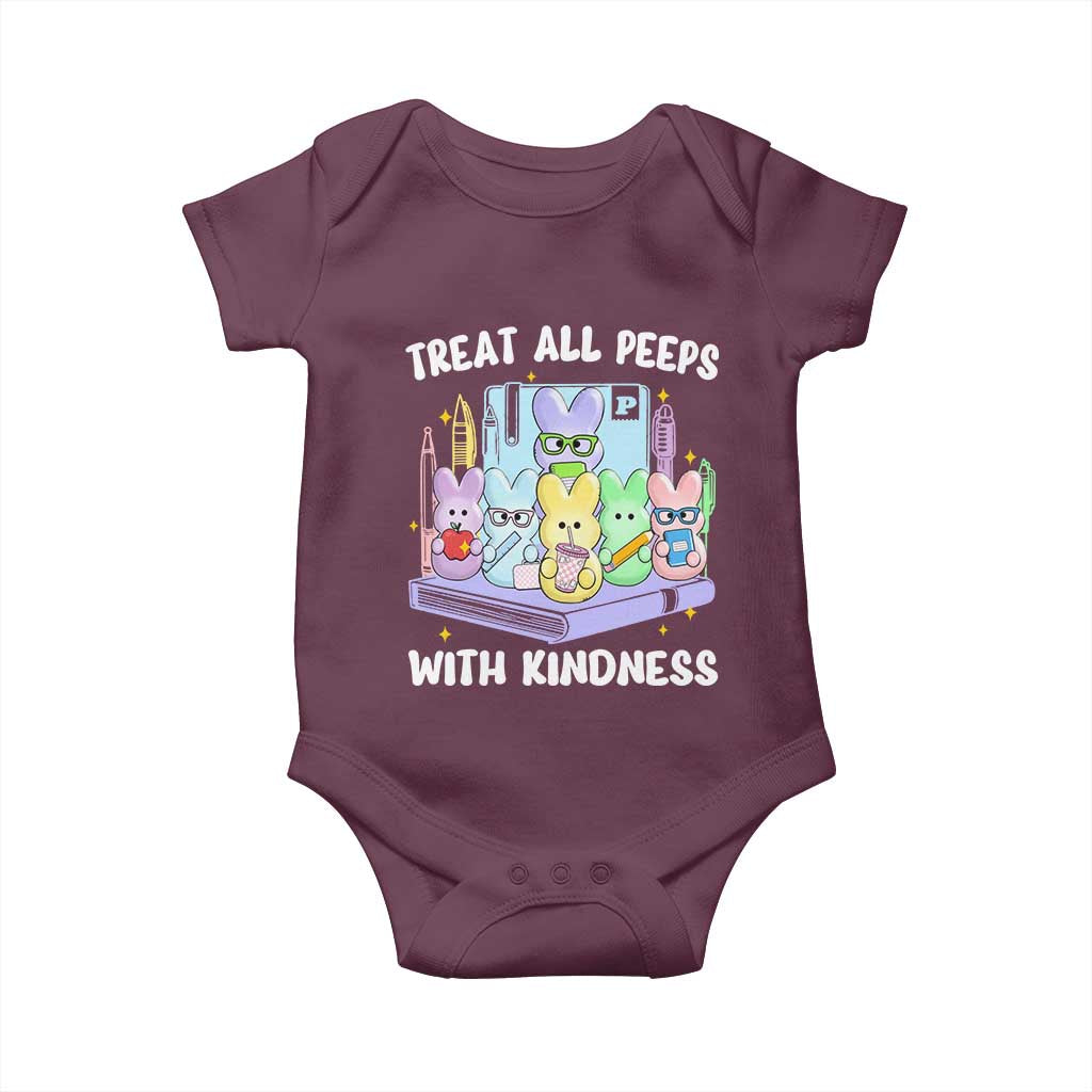 Teachers Easter Baby Onesie Treat All Peeps With Kindness TS10 Maroon Print Your Wear