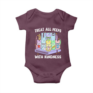Teachers Easter Baby Onesie Treat All Peeps With Kindness TS10 Maroon Print Your Wear