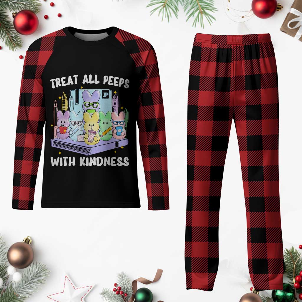 Teachers Easter Plaid Pajama Set Treat All Peeps With Kindness TS10 Buffalo Plaid Print Your Wear