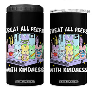 Teachers Easter 4 in 1 Can Cooler Tumbler Treat All Peeps With Kindness TS10 One Size: 16 oz Black Print Your Wear