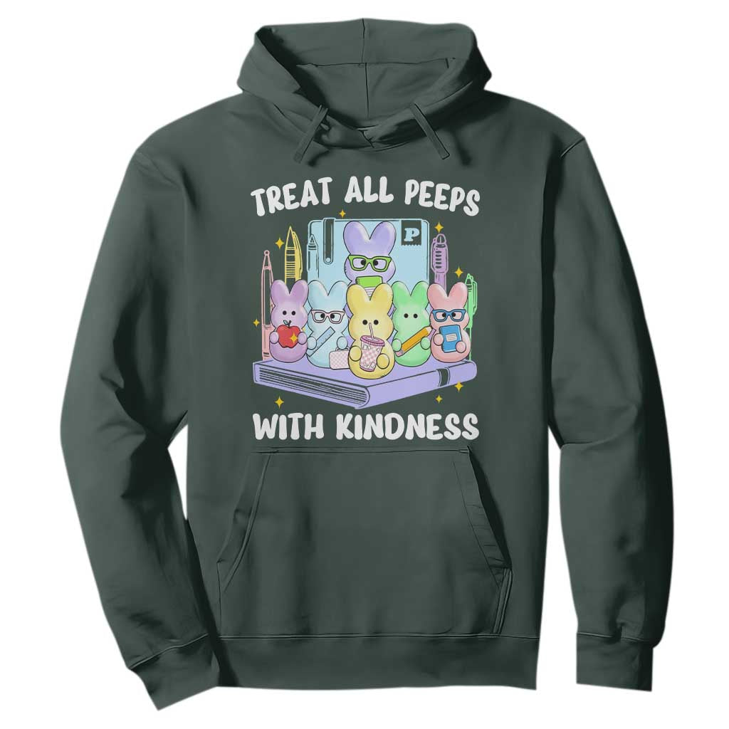 Teachers Easter Hoodie Treat All Peeps With Kindness TS10 Dark Forest Green Print Your Wear