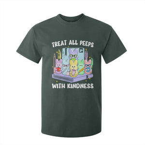 Teachers Easter T Shirt For Kid Treat All Peeps With Kindness TS10 Dark Forest Green Print Your Wear