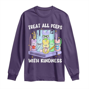 Teachers Easter Long Sleeve Shirt Treat All Peeps With Kindness TS10 Purple Print Your Wear