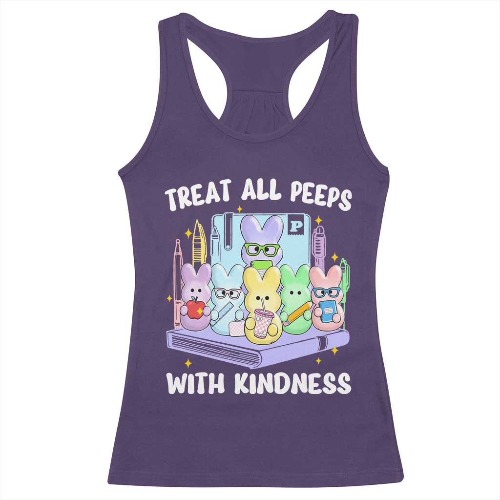 Teachers Easter Racerback Tank Top Treat All Peeps With Kindness TS10 Purple Print Your Wear