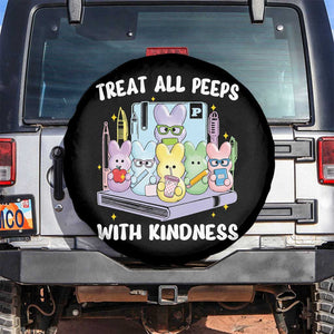 Teachers Easter Spare Tire Cover Treat All Peeps With Kindness TS10 No hole Black Print Your Wear