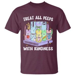 Teachers Easter T Shirt Treat All Peeps With Kindness TS10 Maroon Print Your Wear