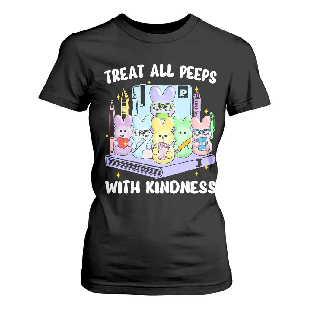 Teachers Easter T Shirt For Women Treat All Peeps With Kindness TS10 Black Print Your Wear