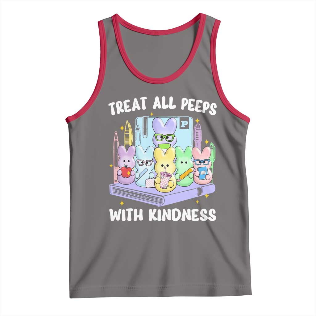 Teachers Easter Tank Top Treat All Peeps With Kindness TS10 Deep Heather Red Print Your Wear