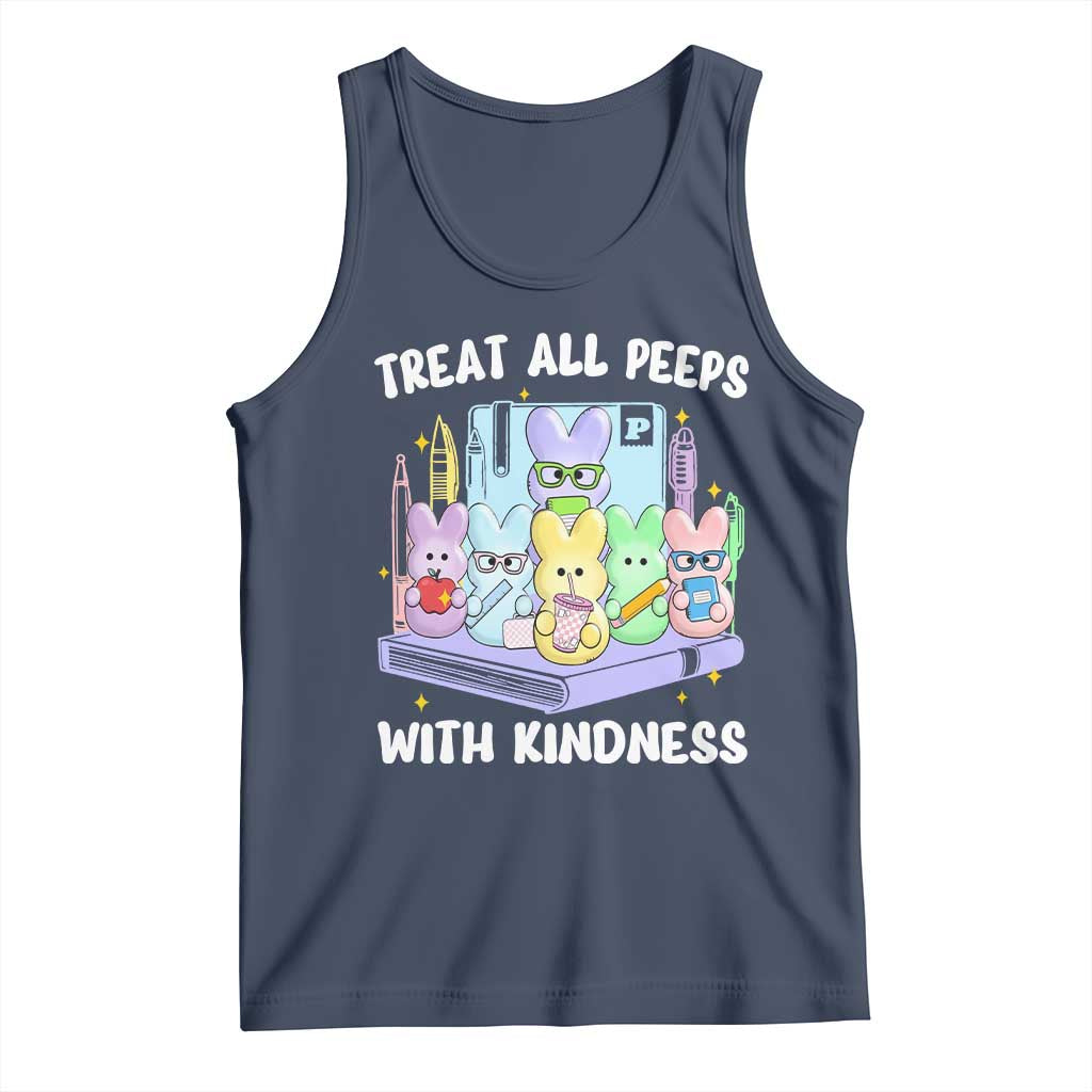Teachers Easter Tank Top Treat All Peeps With Kindness TS10 Navy Print Your Wear