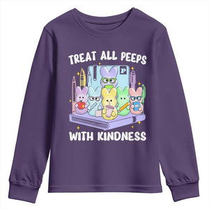 Teachers Easter Youth Sweatshirt Treat All Peeps With Kindness TS10 Purple Print Your Wear