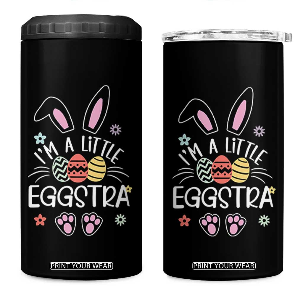 Funny Easter 4 in 1 Can Cooler Tumbler Im A Little Eggstra Bunny Cute Kids Toddler TS10 One Size: 16 oz Black Print Your Wear