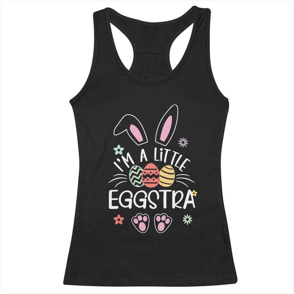 Funny Easter Racerback Tank Top Im A Little Eggstra Bunny Cute Kids Toddler TS10 Black Print Your Wear