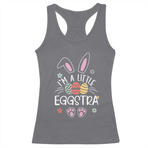 Funny Easter Racerback Tank Top Im A Little Eggstra Bunny Cute Kids Toddler TS10 Charcoal Print Your Wear