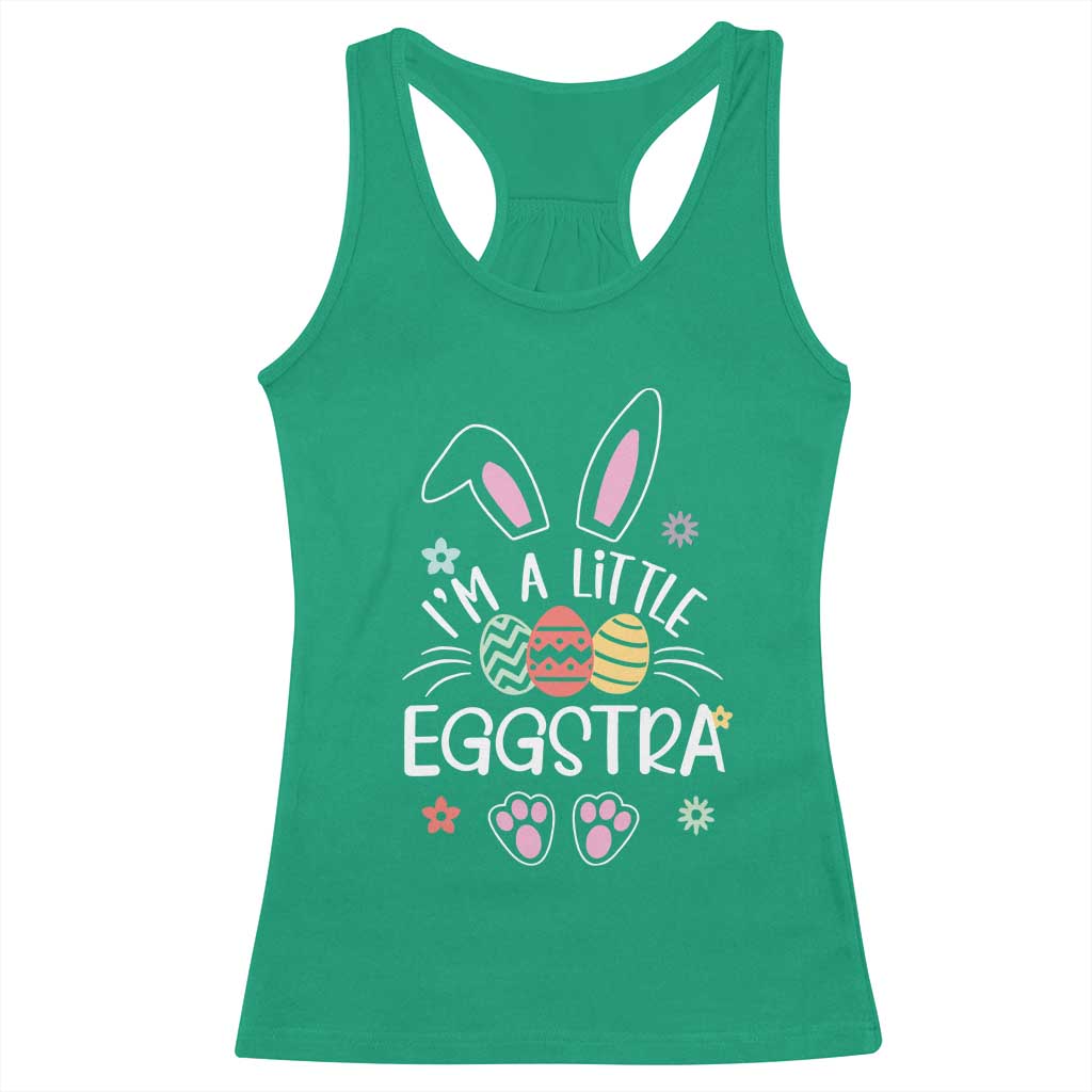 Funny Easter Racerback Tank Top Im A Little Eggstra Bunny Cute Kids Toddler TS10 Irish Green Print Your Wear
