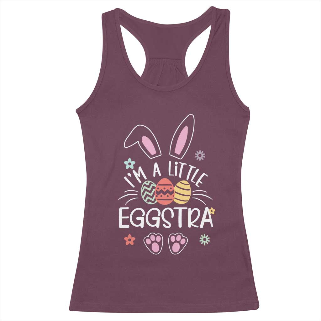 Funny Easter Racerback Tank Top Im A Little Eggstra Bunny Cute Kids Toddler TS10 Maroon Print Your Wear