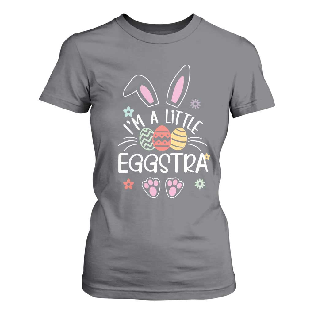 Funny Easter T Shirt For Women Im A Little Eggstra Bunny Cute Kids Toddler TS10 Charcoal Print Your Wear