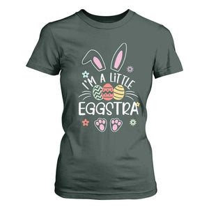 Funny Easter T Shirt For Women Im A Little Eggstra Bunny Cute Kids Toddler TS10 Dark Forest Green Print Your Wear