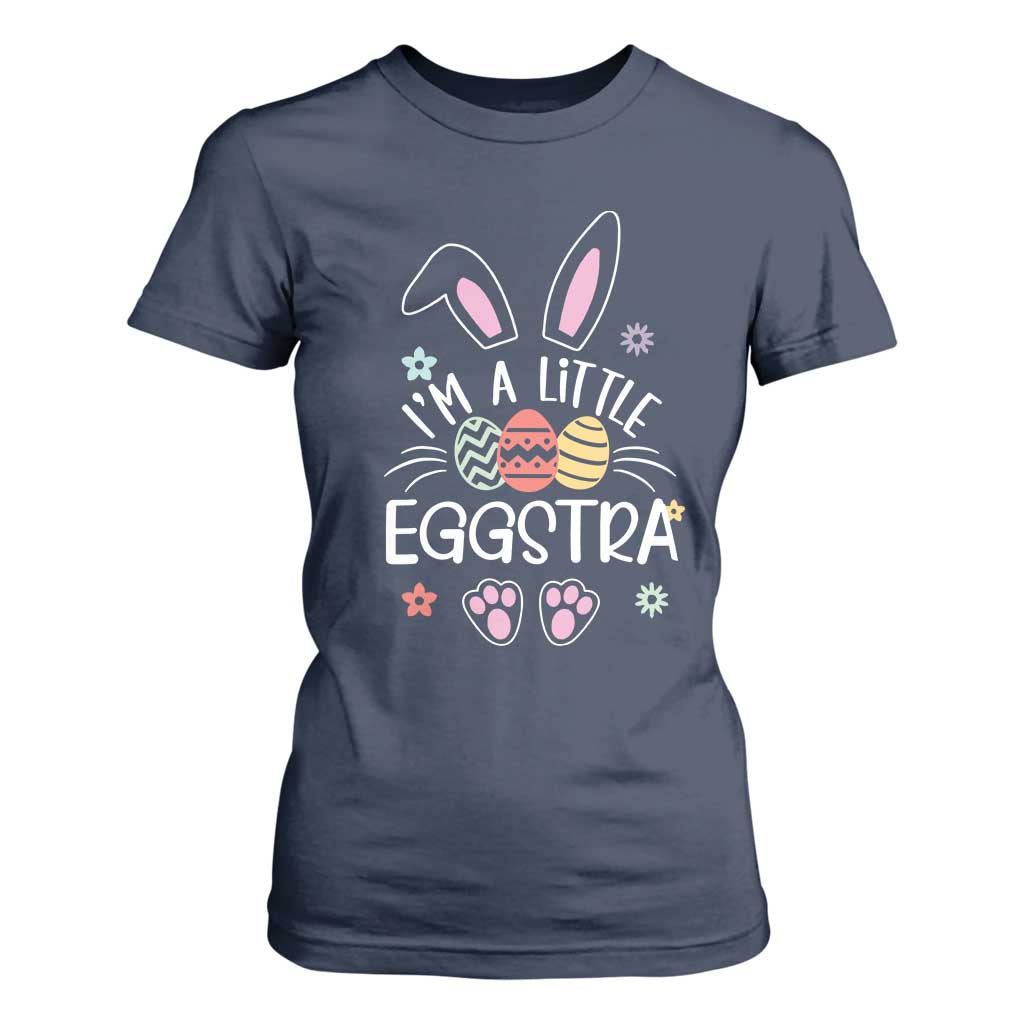 Funny Easter T Shirt For Women Im A Little Eggstra Bunny Cute Kids Toddler TS10 Navy Print Your Wear