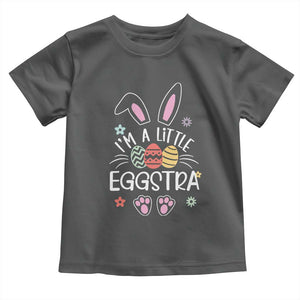 Funny Easter Toddler T Shirt Im A Little Eggstra Bunny Cute Kids Toddler TS10 Dark Heather Print Your Wear