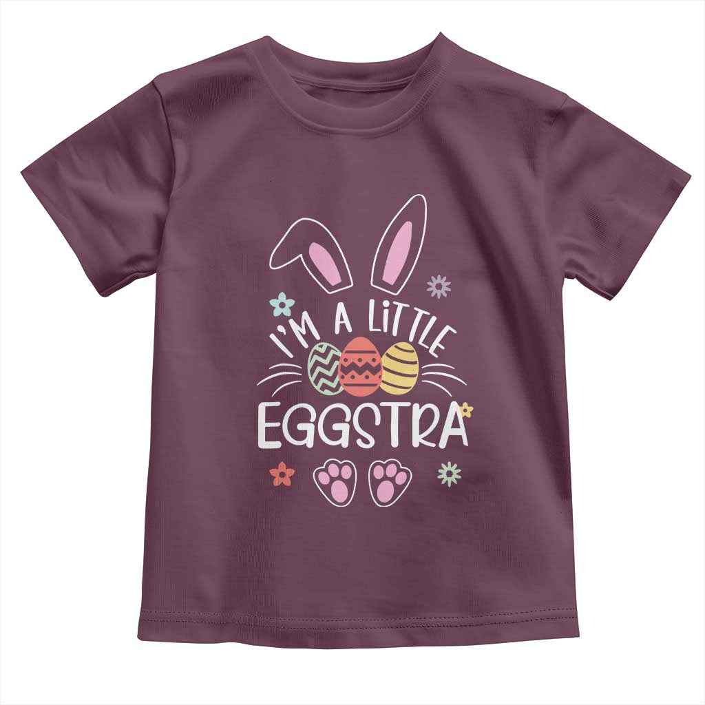 Funny Easter Toddler T Shirt Im A Little Eggstra Bunny Cute Kids Toddler TS10 Maroon Print Your Wear