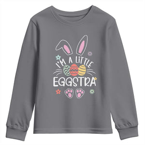 Funny Easter Youth Sweatshirt Im A Little Eggstra Bunny Cute Kids Toddler TS10 Charcoal Print Your Wear