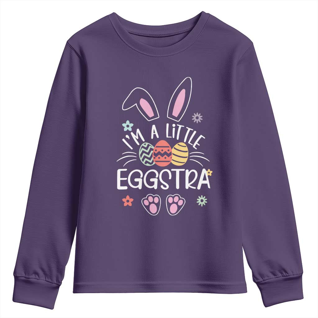 Funny Easter Youth Sweatshirt Im A Little Eggstra Bunny Cute Kids Toddler TS10 Purple Print Your Wear