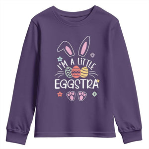 Funny Easter Youth Sweatshirt Im A Little Eggstra Bunny Cute Kids Toddler TS10 Purple Print Your Wear