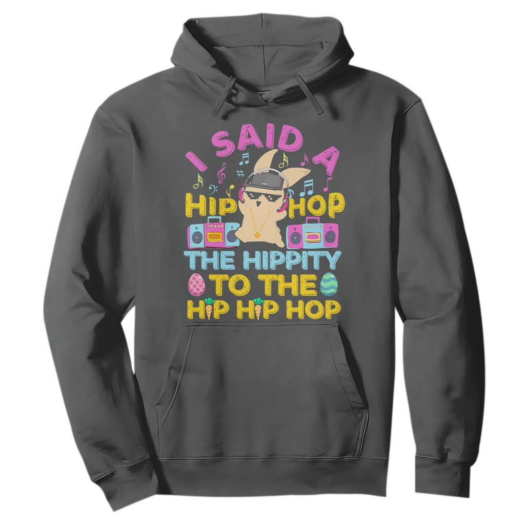Funny Hip Hop Hippity Easter Bunny Hoodie TS10 Dark Heather Print Your Wear