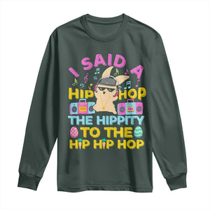 Funny Hip Hop Hippity Easter Bunny Long Sleeve Shirt TS10 Dark Forest Green Print Your Wear
