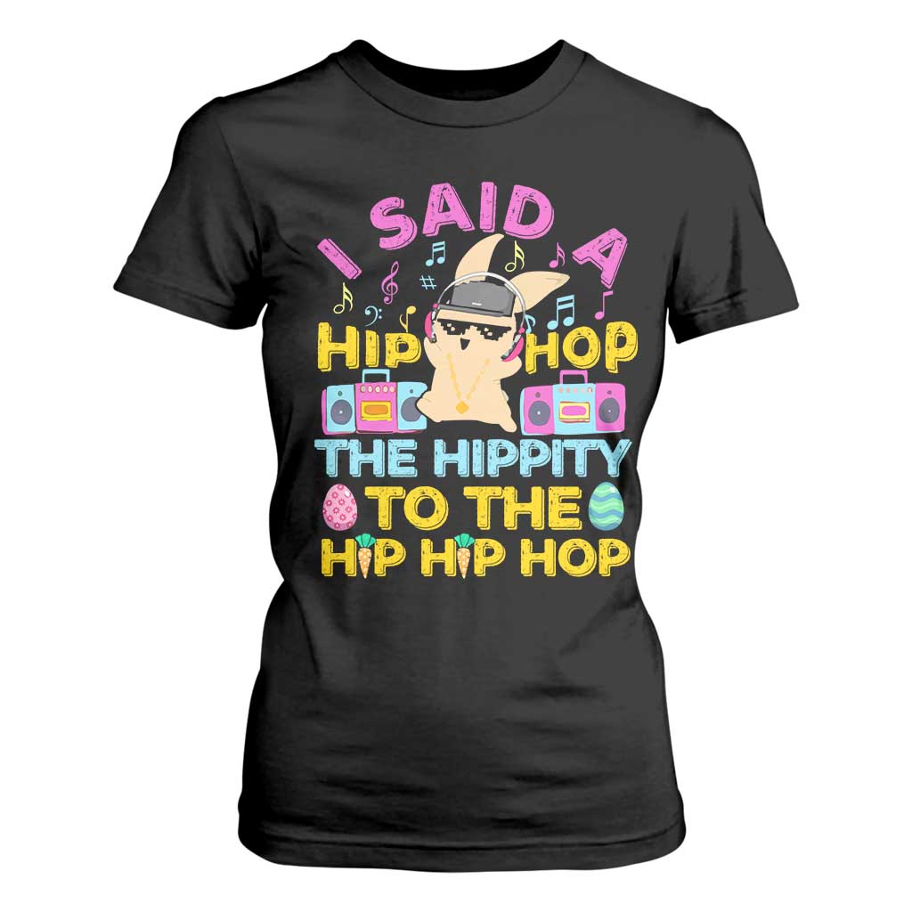 Funny Hip Hop Hippity Easter Bunny T Shirt For Women TS10 Black Print Your Wear