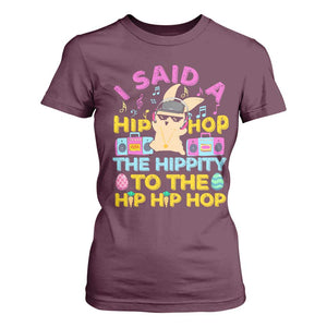 Funny Hip Hop Hippity Easter Bunny T Shirt For Women TS10 Maroon Print Your Wear