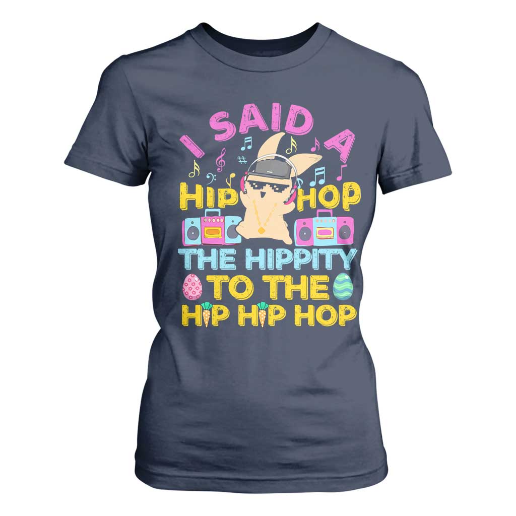 Funny Hip Hop Hippity Easter Bunny T Shirt For Women TS10 Navy Print Your Wear
