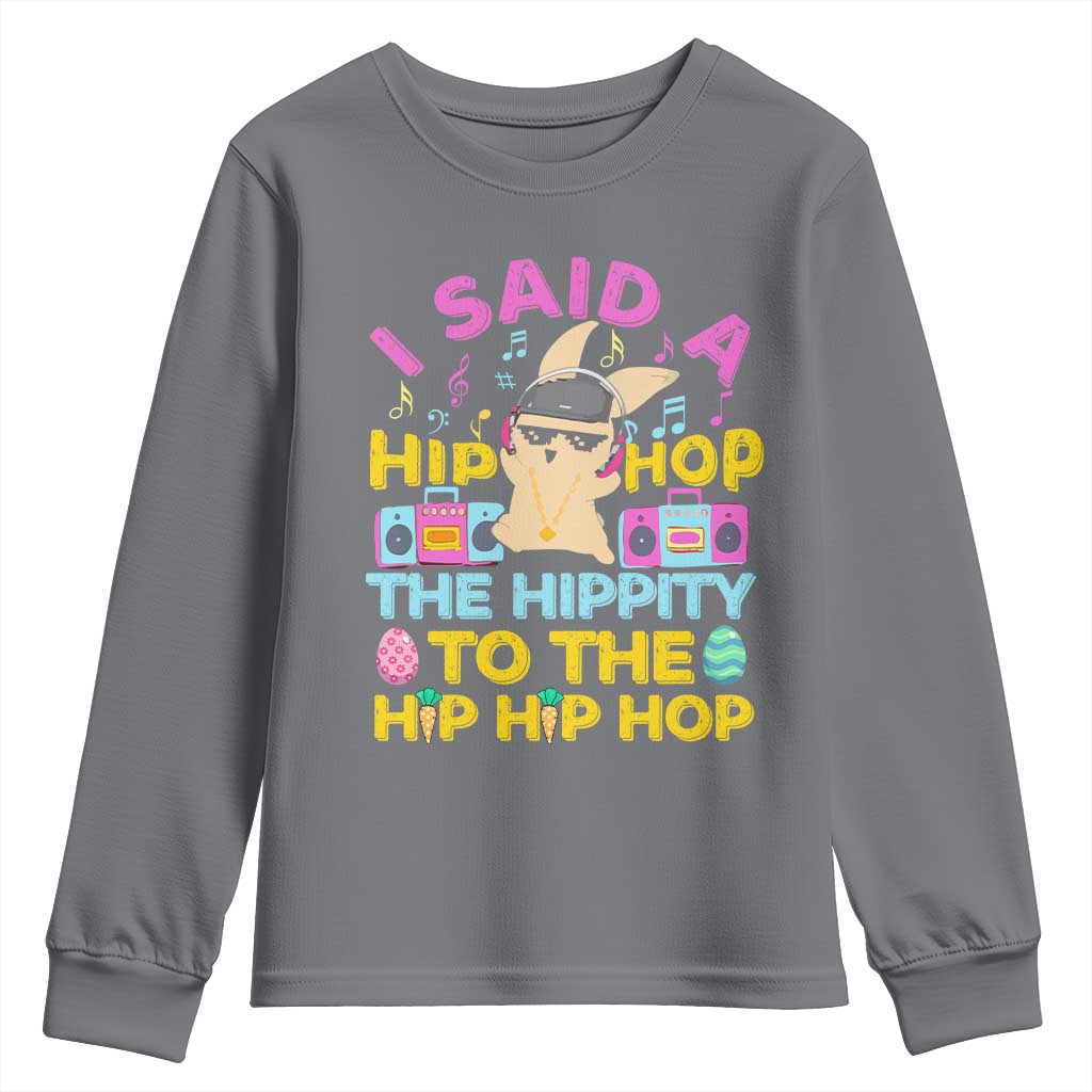 Funny Hip Hop Hippity Easter Bunny Youth Sweatshirt TS10 Charcoal Print Your Wear