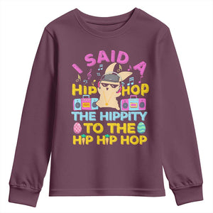 Funny Hip Hop Hippity Easter Bunny Youth Sweatshirt TS10 Maroon Print Your Wear