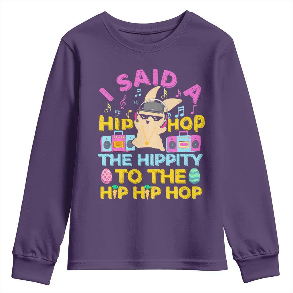 Funny Hip Hop Hippity Easter Bunny Youth Sweatshirt TS10 Purple Print Your Wear