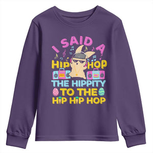 Funny Hip Hop Hippity Easter Bunny Youth Sweatshirt TS10 Purple Print Your Wear
