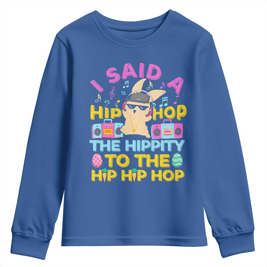 Funny Hip Hop Hippity Easter Bunny Youth Sweatshirt TS10 Royal Blue Print Your Wear