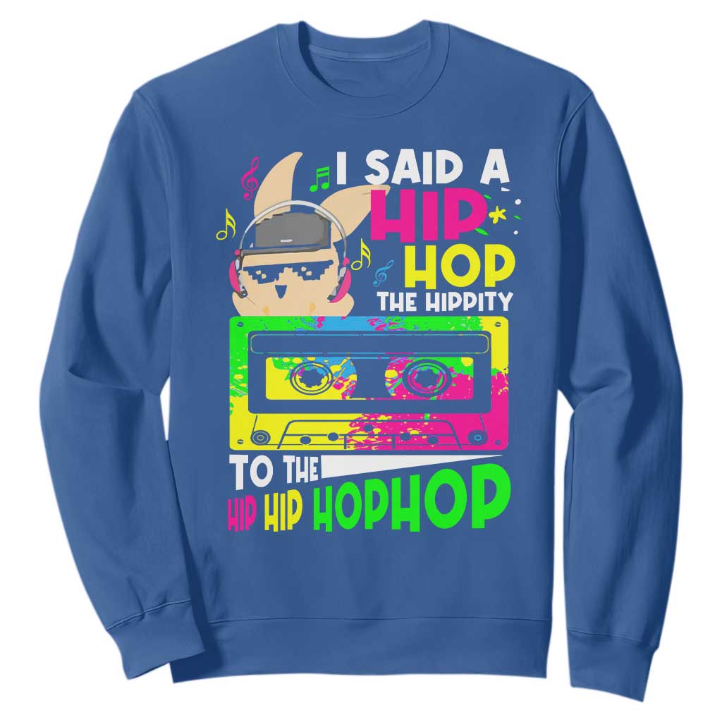 Hip Hop Easter Bunny Sweatshirt Funny Hippity Cool Rabbit Lovers Toddler TS10 Royal Blue Print Your Wear